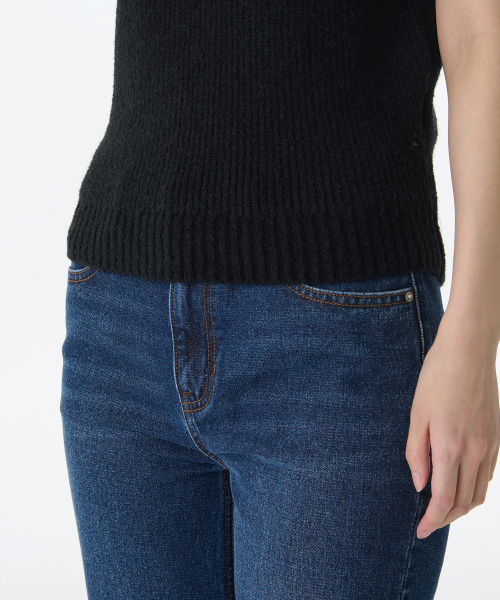 MUSINSA STANDARD WOMAN（ムシンサスタンダードウーマン）の「ウィメンズミニブークルリブ半袖ニット[ブラック]（ニット/セーター・レディース・その他・X-SMALL/SMALL/MEDIUM/LARGE）」の5枚目の写真