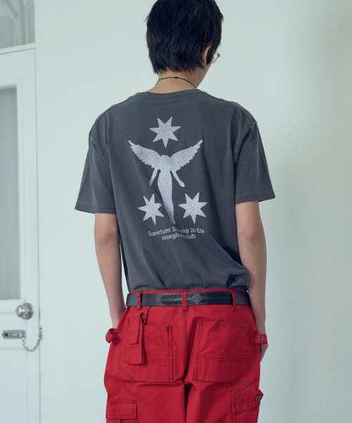 NICE GHOST CLUB(ナイスゴーストクラブ)の「SANCTUM SOCIETY PIGMENT DYED TEE_CHARCOAL(NG2GMUT518A)(Tシャツ/カットソー・レディース・チャコール・SMALL/MEDIUM/LARGE)」の3枚目の写真