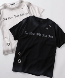 【82】スプレー加工 カモフラ柄 アイレット ショート丈 クルーネックTシャツ/ユニセックス/レディース/メンズ