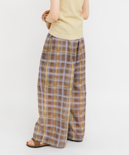 KBF(ケイビーエフ)の「シアーチェックWIDEパンツ(その他パンツ・レディース・ブラウン系その他/グリーン系その他・ONE)」の1枚目の写真