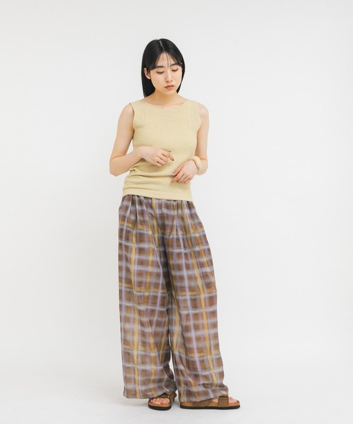 KBF(ケイビーエフ)の「シアーチェックWIDEパンツ(その他パンツ・レディース・ブラウン系その他/グリーン系その他・ONE)」の8枚目の写真