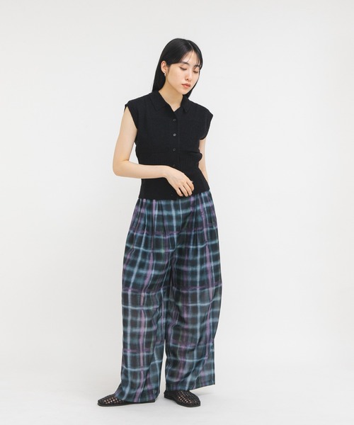 KBF(ケイビーエフ)の「シアーチェックWIDEパンツ(その他パンツ・レディース・ブラウン系その他/グリーン系その他・ONE)」の14枚目の写真