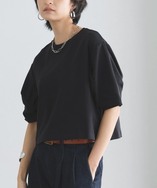 RASW（ラス）の「コーマコットンボリュームハーフスリーブTシャツ（Tシャツ/カットソー・レディース・オフホワイト/ブラック・L/M）」の2枚目の写真
