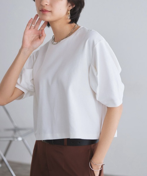 RASW（ラス）の「コーマコットンボリュームハーフスリーブTシャツ（Tシャツ/カットソー・レディース・オフホワイト/ブラック・L/M）」の17枚目の写真