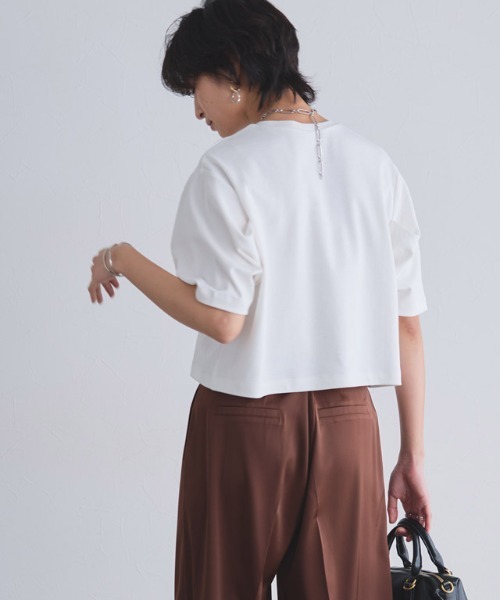 RASW（ラス）の「コーマコットンボリュームハーフスリーブTシャツ（Tシャツ/カットソー・レディース・オフホワイト/ブラック・L/M）」の18枚目の写真