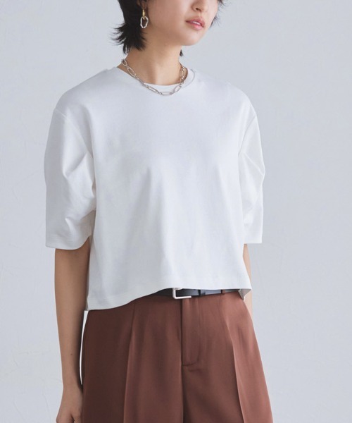 RASW（ラス）の「コーマコットンボリュームハーフスリーブTシャツ（Tシャツ/カットソー・レディース・オフホワイト/ブラック・L/M）」の20枚目の写真