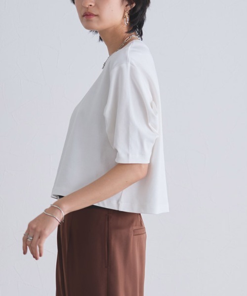 RASW（ラス）の「コーマコットンボリュームハーフスリーブTシャツ（Tシャツ/カットソー・レディース・オフホワイト/ブラック・L/M）」の21枚目の写真
