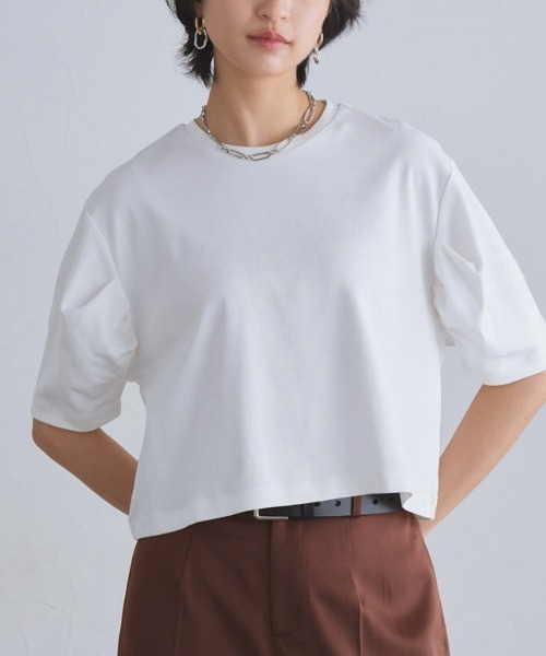 RASW（ラス）の「コーマコットンボリュームハーフスリーブTシャツ（Tシャツ/カットソー・レディース・オフホワイト/ブラック・L/M）」の22枚目の写真