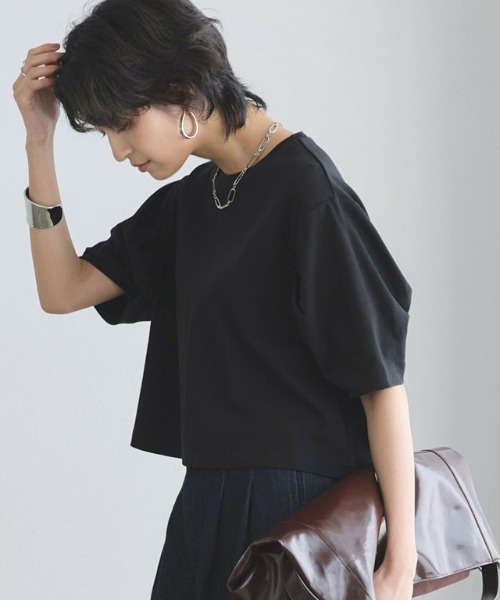 RASW（ラス）の「コーマコットンボリュームハーフスリーブTシャツ（Tシャツ/カットソー・レディース・オフホワイト/ブラック・L/M）」の14枚目の写真
