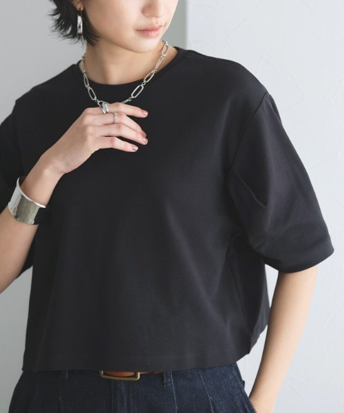 RASW（ラス）の「コーマコットンボリュームハーフスリーブTシャツ（Tシャツ/カットソー・レディース・オフホワイト/ブラック・L/M）」の15枚目の写真