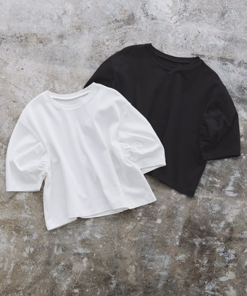 RASW（ラス）の「コーマコットンボリュームハーフスリーブTシャツ（Tシャツ/カットソー・レディース・オフホワイト/ブラック・L/M）」の8枚目の写真