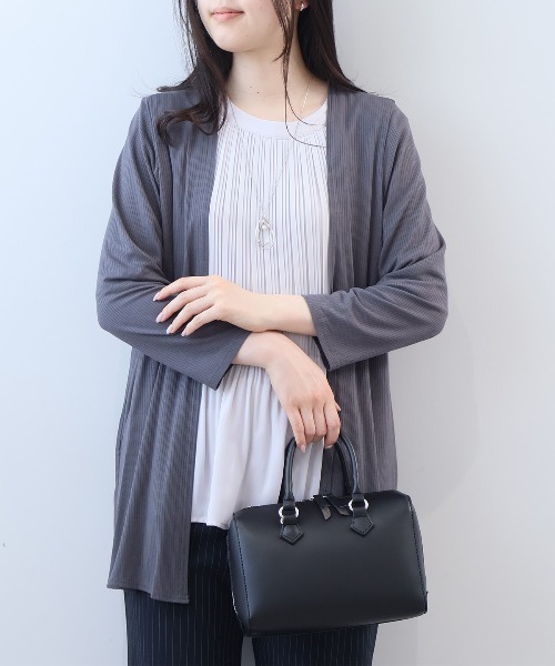 fleur by mint breeze（フルールバイミントブリーズ）の「【L～6L 大きいサイズ】【UVカット/接触冷感】【WEB限定カラーあり】テレコトッパーロングカーディガン（カーディガン/ボレロ・レディース・ブルー/グレー/ブラウン/ライトグリーン/ブラック・4L/3L/LL/5L/6L）」の3枚目の写真