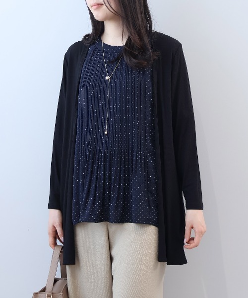 fleur by mint breeze（フルールバイミントブリーズ）の「【L～6L 大きいサイズ】【UVカット/接触冷感】【WEB限定カラーあり】テレコトッパーロングカーディガン（カーディガン/ボレロ・レディース・ブルー/グレー/ブラウン/ライトグリーン/ブラック・4L/3L/LL/5L/6L）」の8枚目の写真