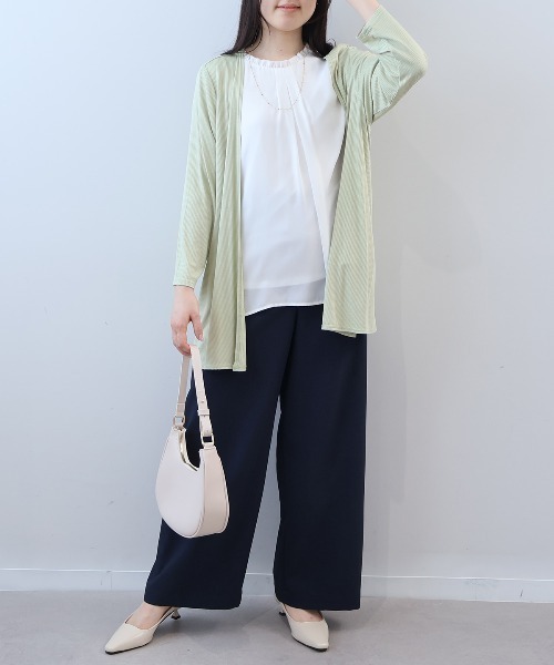 fleur by mint breeze（フルールバイミントブリーズ）の「【L～6L 大きいサイズ】【UVカット/接触冷感】【WEB限定カラーあり】テレコトッパーロングカーディガン（カーディガン/ボレロ・レディース・ブルー/グレー/ブラウン/ライトグリーン/ブラック・4L/3L/LL/5L/6L）」の11枚目の写真