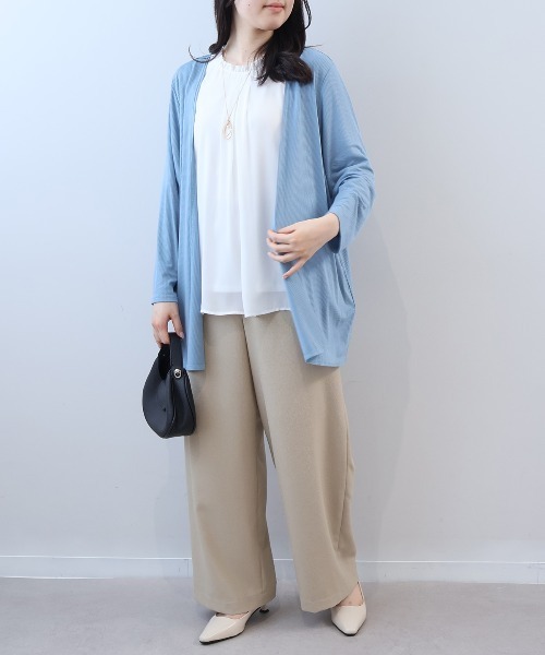 fleur by mint breeze（フルールバイミントブリーズ）の「【L～6L 大きいサイズ】【UVカット/接触冷感】【WEB限定カラーあり】テレコトッパーロングカーディガン（カーディガン/ボレロ・レディース・ブルー/グレー/ブラウン/ライトグリーン/ブラック・4L/3L/LL/5L/6L）」の13枚目の写真