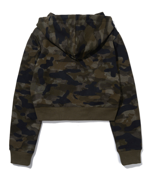 YOUHEE（ユヒ）の「CAMO CROP HOOD ZIP-UP_KHAKI（パーカー・レディース・その他・FREE）」の3枚目の写真