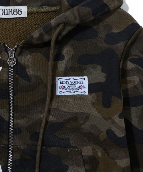 YOUHEE（ユヒ）の「CAMO CROP HOOD ZIP-UP_KHAKI（パーカー・レディース・その他・FREE）」の6枚目の写真