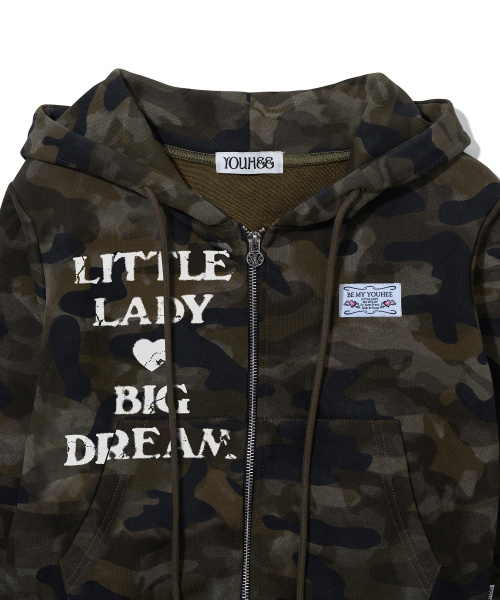 YOUHEE（ユヒ）の「CAMO CROP HOOD ZIP-UP_KHAKI（パーカー・レディース・その他・FREE）」の7枚目の写真