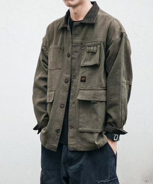 Ritzy(リッツィー)の「ヴィンテージ加工 ワークスタイルのカバーオール(シャツ/ブラウス・メンズ・ブラック・L/M)」の11枚目の写真