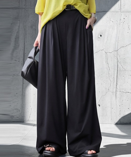 antiqua(アンティカ)の「吸水速乾 UVカット ロング ワイドパンツ(その他パンツ・レディース・ブラック・MEDIUM/LARGE)」の1枚目の写真