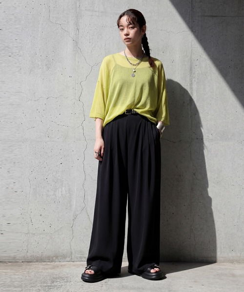 antiqua(アンティカ)の「吸水速乾 UVカット ロング ワイドパンツ(その他パンツ・レディース・ブラック・MEDIUM/LARGE)」の4枚目の写真