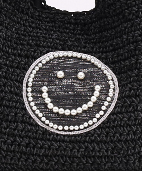 COOCO(クーコ)の「SMILEY フリルハンドルxパール刺繍ワンショルダーバッグ(かごバッグ・レディース・グレー/ブラック/ナチュラル・FREE)」の8枚目の写真