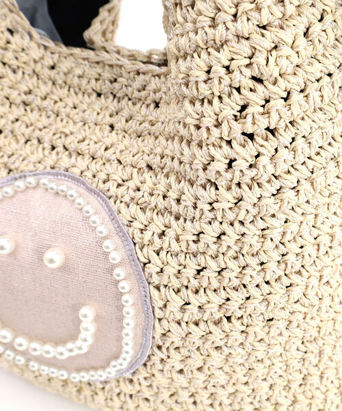 COOCO(クーコ)の「SMILEY フリルハンドルxパール刺繍ワンショルダーバッグ(かごバッグ・レディース・グレー/ブラック/ナチュラル・FREE)」の14枚目の写真