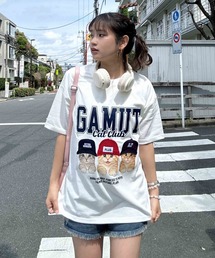 〇リアル猫ならびプリント おめかしオーバーサイズ半袖Tシャツ【UNISEX ITEM】