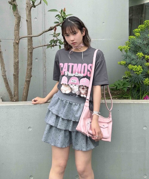 AS KNOW AS plus(アズノゥアズプラス)の「〇リアル猫ならびプリント おめかしオーバーサイズ半袖Tシャツ【UNISEX ITEM】(Tシャツ/カットソー・レディース・チャコールグレー/オフホワイト/オートミール/ブラック/ホワイト系/サックスブルー系/ベージュ系・FREE)」の18枚目の写真