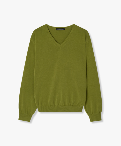38COMEONCOMMON(38カモンコモン)の「Regular Cotton V-Neck Knit (Olive)(ニット/セーター・レディース・その他・FREE)」の1枚目の写真