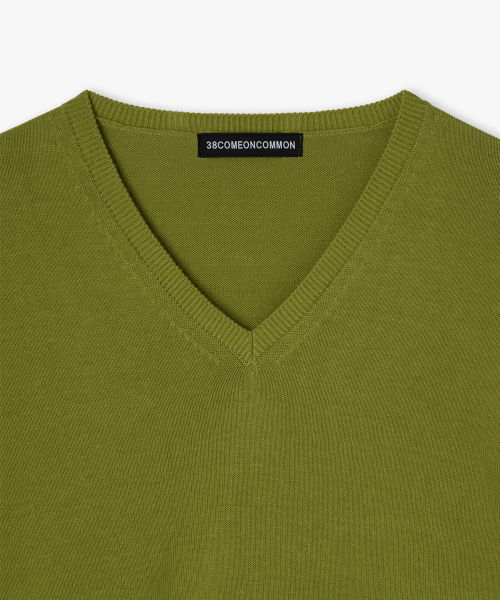 38COMEONCOMMON(38カモンコモン)の「Regular Cotton V-Neck Knit (Olive)(ニット/セーター・レディース・その他・FREE)」の2枚目の写真