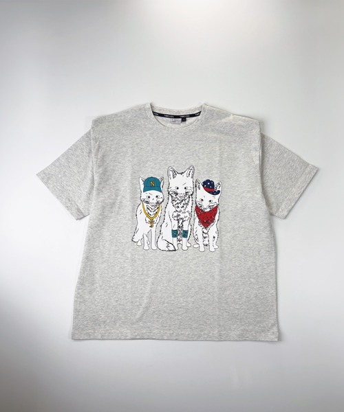 T-MAC OUTING(ティーマック アウティング)の「接触冷感 冷感天竺 3FOXプリント 半袖Tシャツ(Tシャツ/カットソー・メンズ・オートミール/オレンジ/ブラック・M)」の1枚目の写真