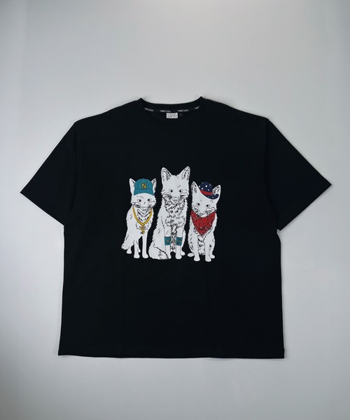 T-MAC OUTING(ティーマック アウティング)の「接触冷感 冷感天竺 3FOXプリント 半袖Tシャツ(Tシャツ/カットソー・メンズ・オートミール/オレンジ/ブラック・M)」の2枚目の写真