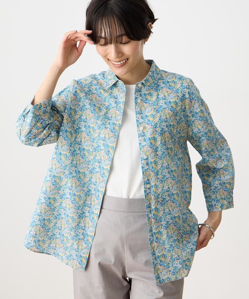 美品☆定価約3,8万 LIBERTY OF LONDON プリントシャツブラウス KATHARINE ROSS】【MADE IN JAPAN/洗濯機洗い可】150thAnniv.LIBERTY