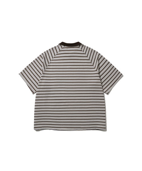 ANGLAN(アングラン)の「Striped Raglan Half-Zip Polo - Brown(ポロシャツ・メンズ・その他・ONE SIZE)」の8枚目の写真