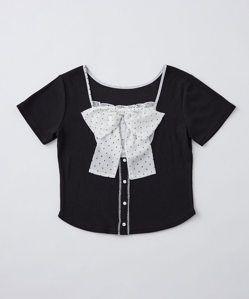 OLIVE des OLIVE(オリーブデオリーブ)の「リボン映えトップス(Tシャツ/カットソー・レディース・ベージュ/ピンク/サックスブルー/ブラック・FREE)」の16枚目の写真