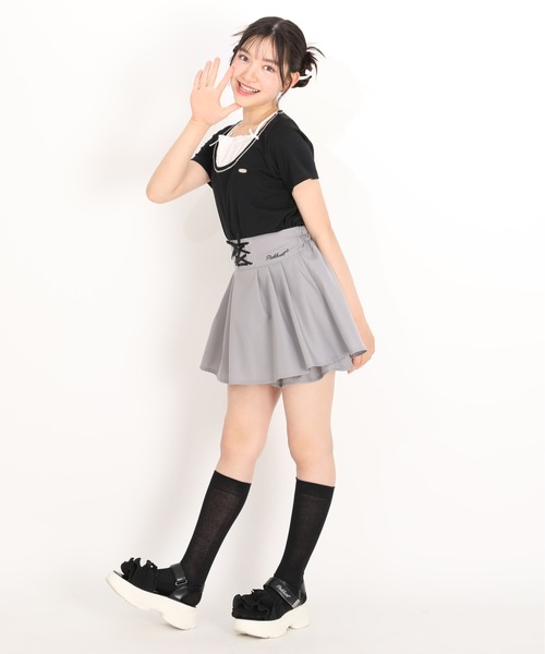 PINKHUNT(ピンクハント)の「PINKHUNT レースアップスカート風ショートパンツ 1830K(その他パンツ・キッズ・アッシュグレー/ベビーピンク・130cm/140cm/150cm/160cm/120cm)」の4枚目の写真