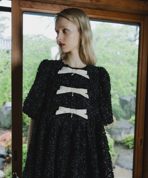 et.UNiVER(エトユニベール)の「Baloom ribbon dress(ドレス・レディース・ブラック/オフホワイト/ピンク・M-Long/M-Short/MEDIUM)」の9枚目の写真