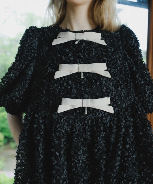 et.UNiVER(エトユニベール)の「Baloom ribbon dress(ドレス・レディース・ブラック/オフホワイト/ピンク・M-Long/M-Short/MEDIUM)」の10枚目の写真