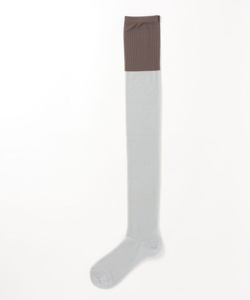 Ray BEAMS(レイビームス)の「◎配色ラメシアーハイSOX(ソックス/靴下・レディース・シルバー/ワイン・ONE SIZE)」の1枚目の写真