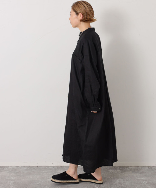 JOURNAL STANDARD LUXE(ジャーナルスタンダード ラックス)の「ソフトリネン シャツワンピース(ワンピース・レディース・ブラック/ホワイト・FREE)」の5枚目の写真