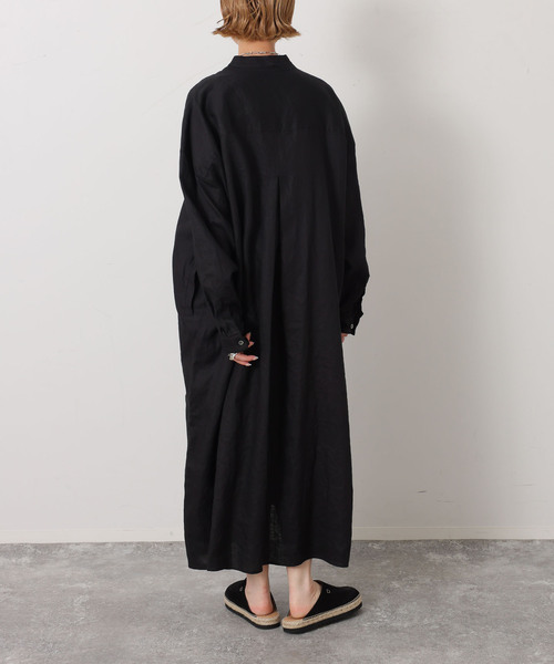 JOURNAL STANDARD LUXE(ジャーナルスタンダード ラックス)の「ソフトリネン シャツワンピース(ワンピース・レディース・ブラック/ホワイト・FREE)」の6枚目の写真
