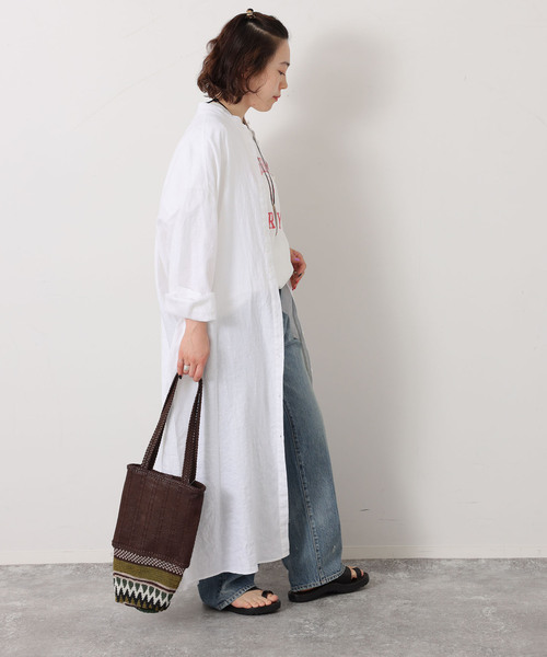 JOURNAL STANDARD LUXE(ジャーナルスタンダード ラックス)の「ソフトリネン シャツワンピース(ワンピース・レディース・ブラック/ホワイト・FREE)」の7枚目の写真