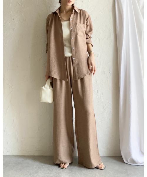 She's Closet(シーズクローゼット)の「長袖 無地 オーバーサイズシャツ ワイドパンツ セットアップ(セットアップ・レディース・アイボリー/モカ/ブラック・FREE)」の6枚目の写真