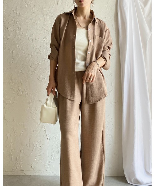 She's Closet(シーズクローゼット)の「長袖 無地 オーバーサイズシャツ ワイドパンツ セットアップ(セットアップ・レディース・アイボリー/モカ/ブラック・FREE)」の8枚目の写真