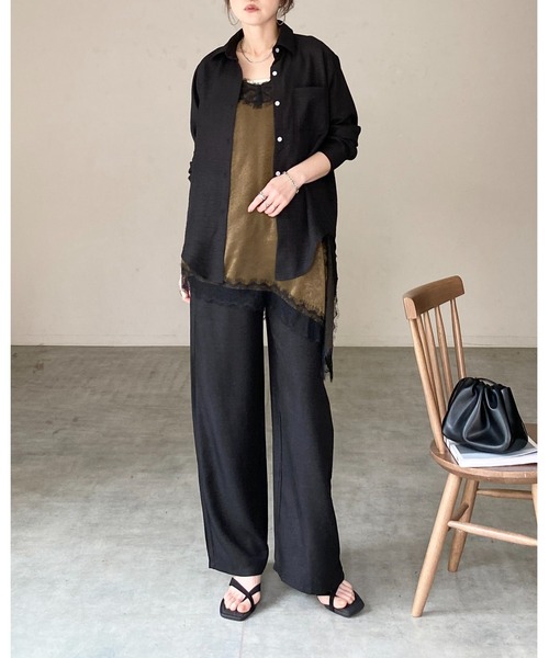 She's Closet(シーズクローゼット)の「長袖 無地 オーバーサイズシャツ ワイドパンツ セットアップ(セットアップ・レディース・アイボリー/モカ/ブラック・FREE)」の10枚目の写真