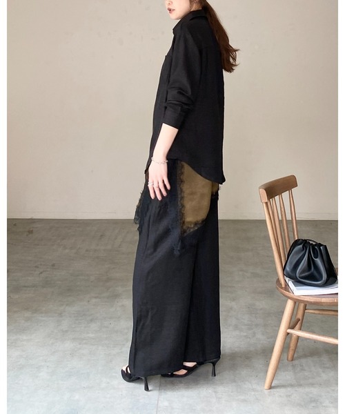 She's Closet(シーズクローゼット)の「長袖 無地 オーバーサイズシャツ ワイドパンツ セットアップ(セットアップ・レディース・アイボリー/モカ/ブラック・FREE)」の11枚目の写真