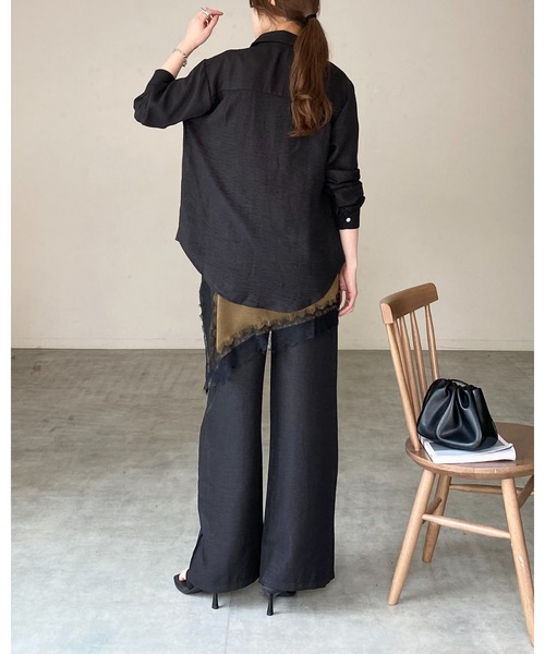 She's Closet(シーズクローゼット)の「長袖 無地 オーバーサイズシャツ ワイドパンツ セットアップ(セットアップ・レディース・アイボリー/モカ/ブラック・FREE)」の12枚目の写真