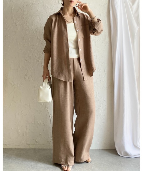 She's Closet(シーズクローゼット)の「長袖 無地 オーバーサイズシャツ ワイドパンツ セットアップ(セットアップ・レディース・アイボリー/モカ/ブラック・FREE)」の15枚目の写真