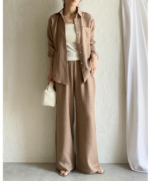 She's Closet(シーズクローゼット)の「長袖 無地 オーバーサイズシャツ ワイドパンツ セットアップ(セットアップ・レディース・アイボリー/モカ/ブラック・FREE)」の16枚目の写真